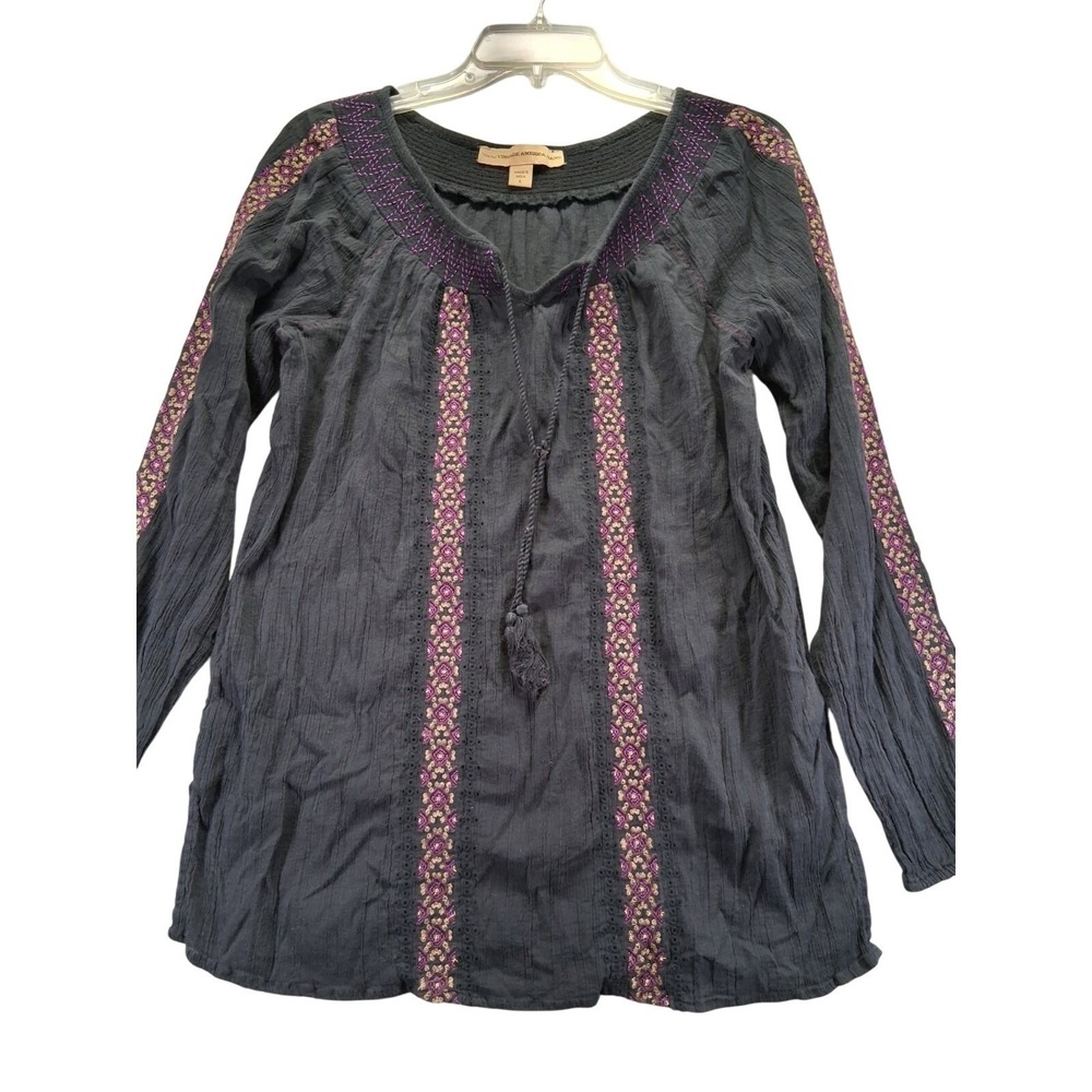 Nine West Vintage America Women's Jeans‎ Brown Blouse, Size L